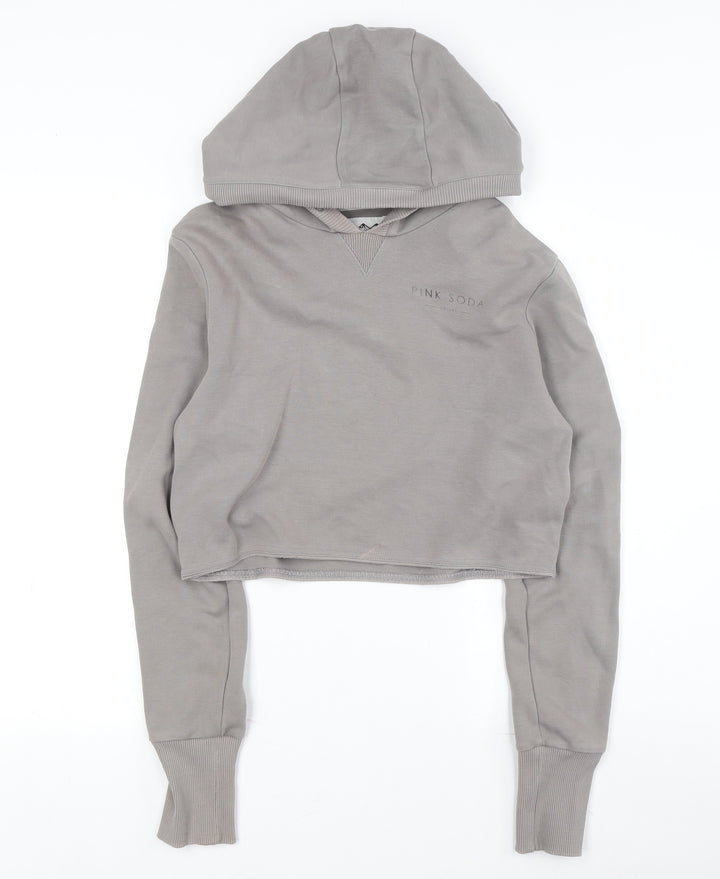 Pink Soda Women's Grey Hoodie, Size 10, Logo Accent