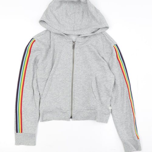 Gap Boys Grey Full Zip Hoodie L with Rainbow Accents