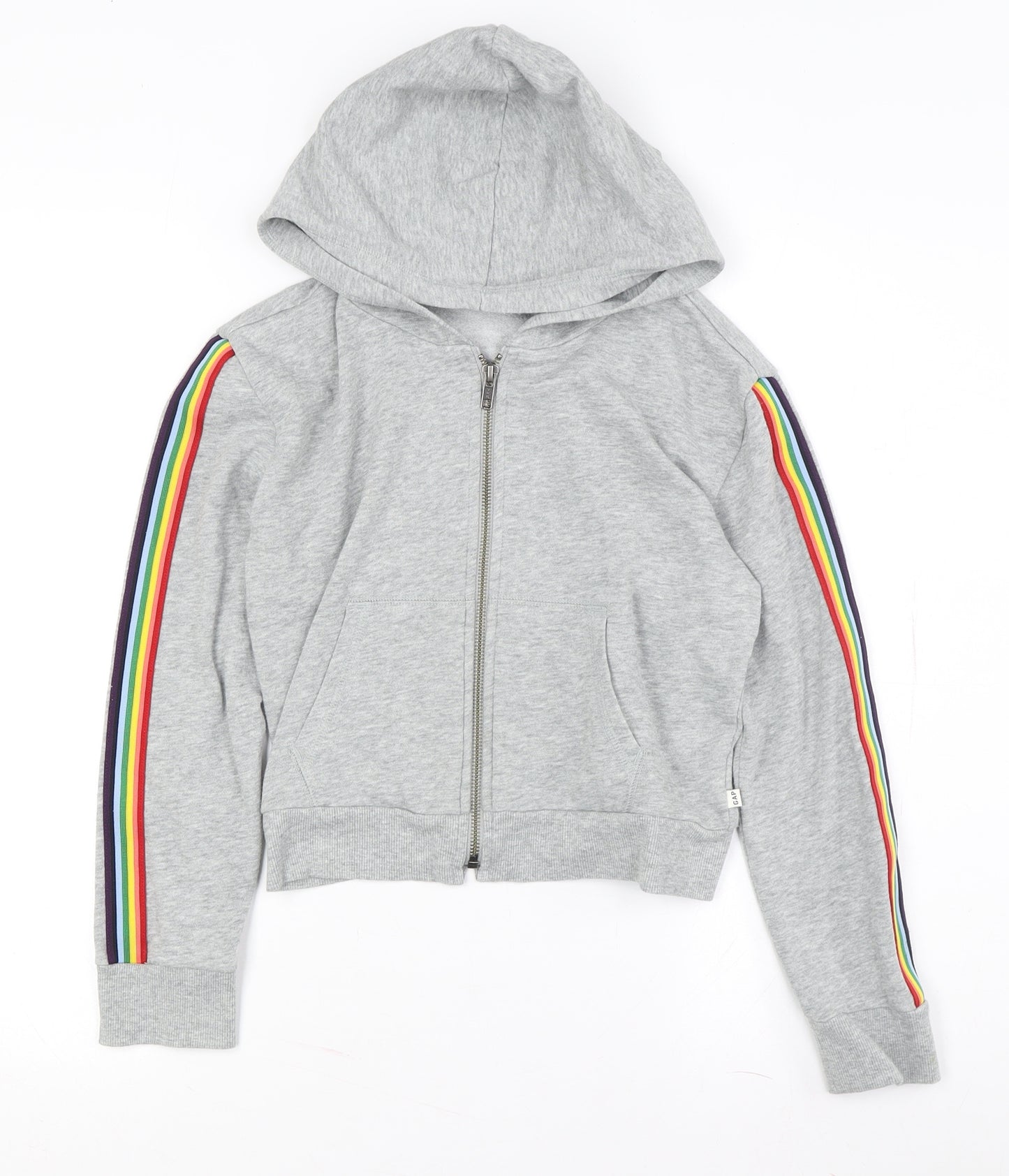 Gap Boys Grey Full Zip Hoodie L with Rainbow Accents