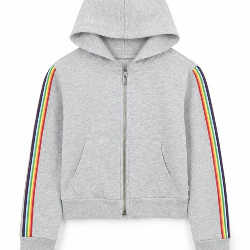 Gap Boys Grey Full Zip Hoodie L with Rainbow Accents