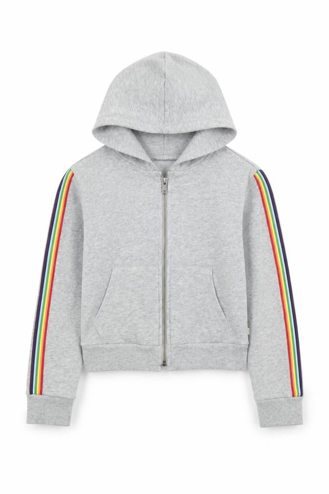 Gap Boys Grey Full Zip Hoodie L with Rainbow Accents