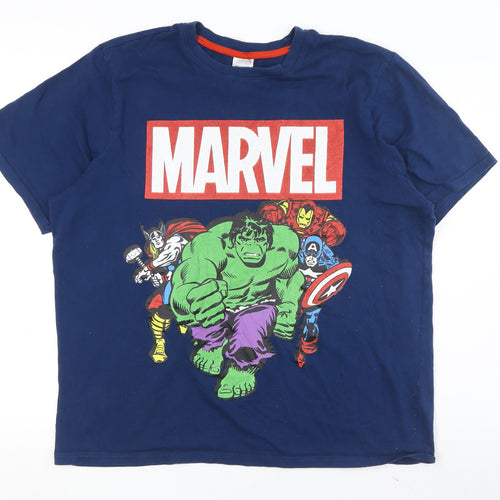 Marvel Men's XL Blue Graphic T-Shirt - Avengers Design