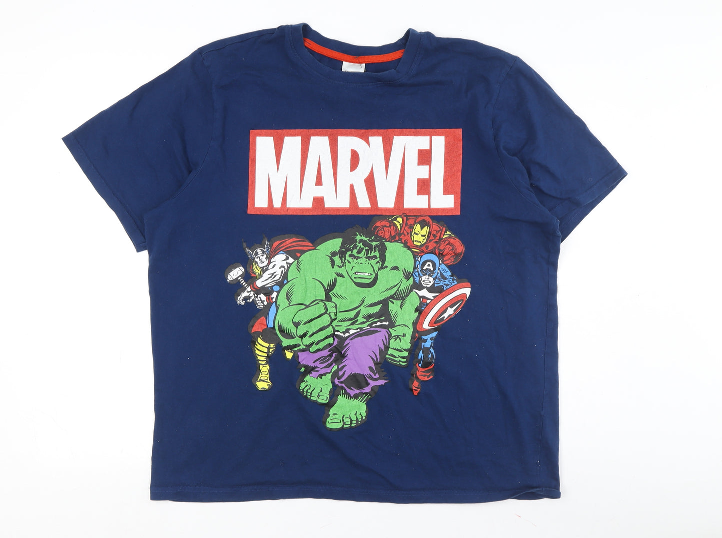 Marvel Men's XL Blue Graphic T-Shirt - Avengers Design