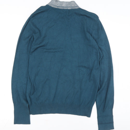 Oasis Women's Blue Mock Neck Pullover Jumper Medium
