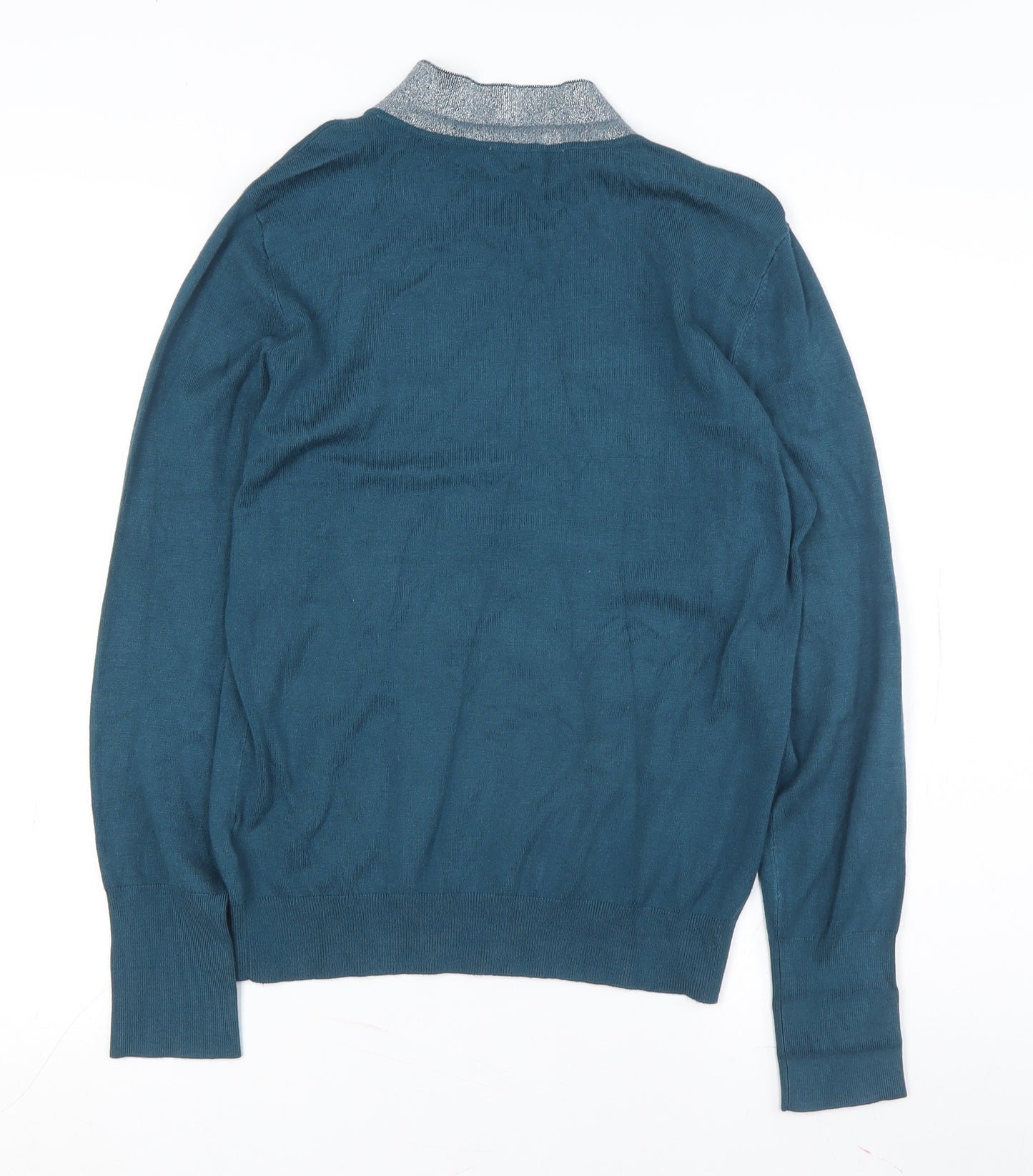 Oasis Women's Blue Mock Neck Pullover Jumper Medium