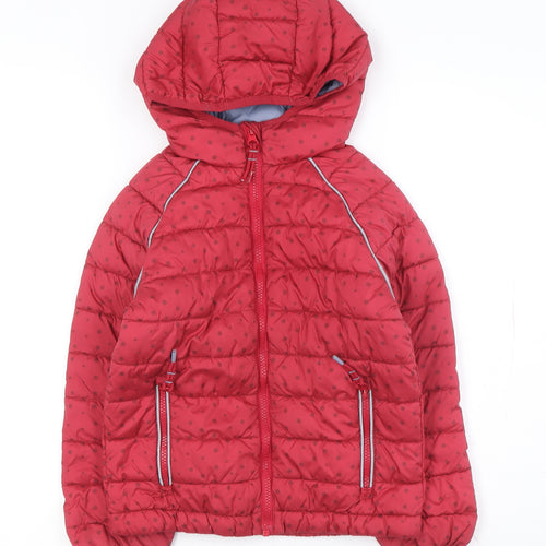 Fatface Girls Red Polka Dot Puffer Jacket 7-8 Years