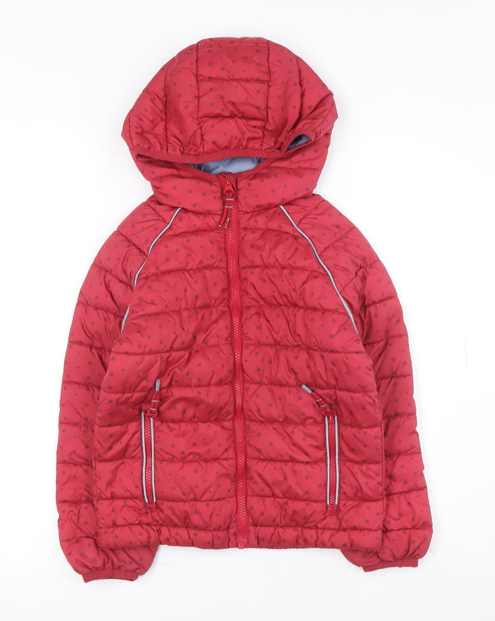 Fatface Girls Red Polka Dot Puffer Jacket 7-8 Years
