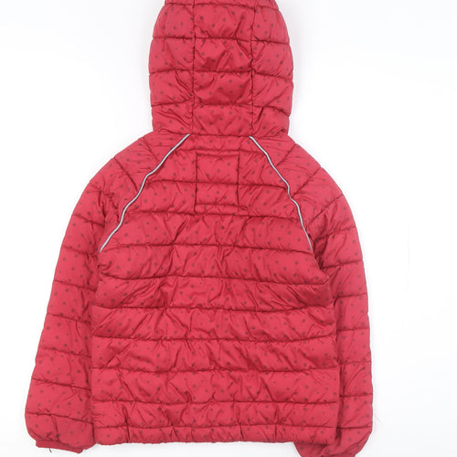 Fatface Girls Red Polka Dot Puffer Jacket 7-8 Years