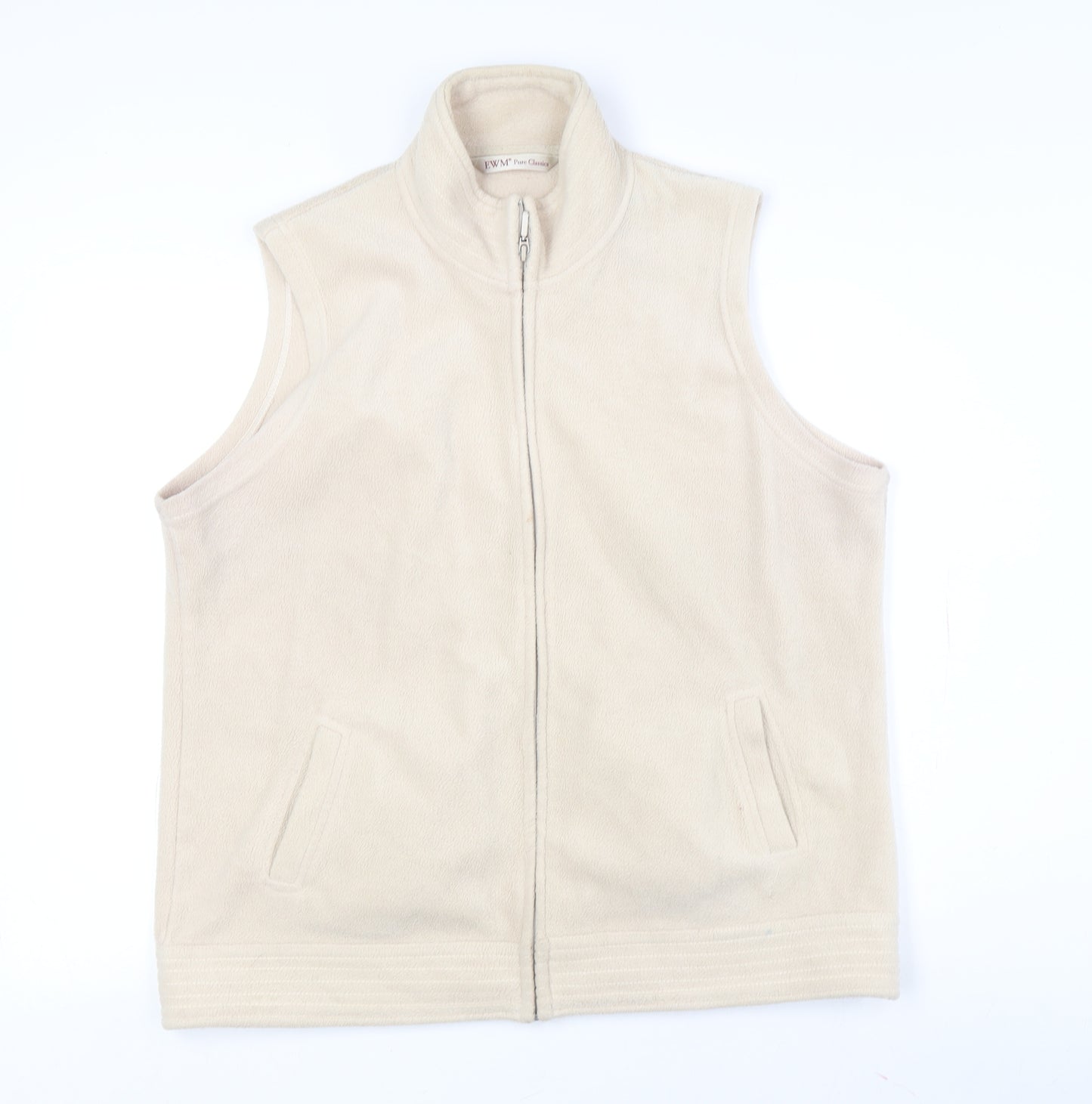 FWM Women's Beige M Waistcoat Full Zip Casual Layer