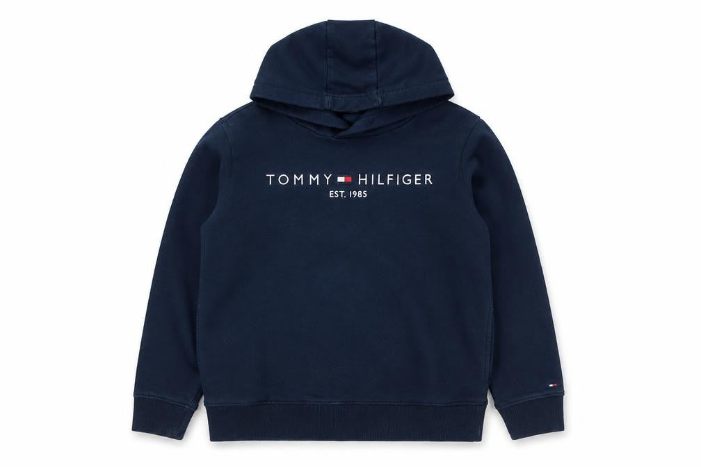 Front view of Tommy Hilfiger boys’ blue pullover hoodie s