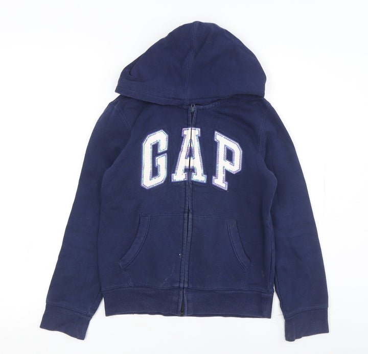 Gap Girls Blue Hoodie, Size 10, Full Zip, Casual Logo