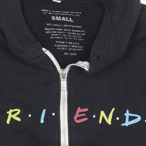 Gildan Friends Black Unisex Hoodie, Size S, Full Zip