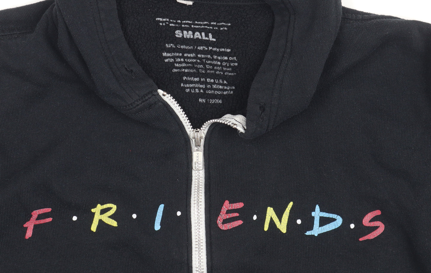 Gildan Friends Black Unisex Hoodie, Size S, Full Zip