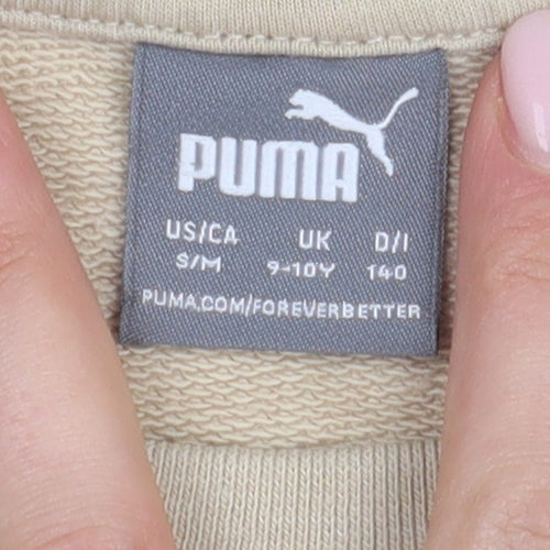 Puma Girls Beige Sweatshirt 9-10Y Graphic Pullover Top