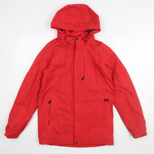 Peter Storm Boys Red Parka Jacket, Size 13, Hooded Waterproof