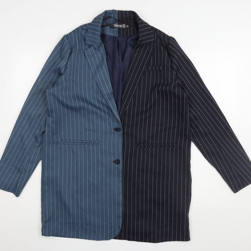 Missguided Women's Blue/Black Pinstripe Suit Jacket UK 4