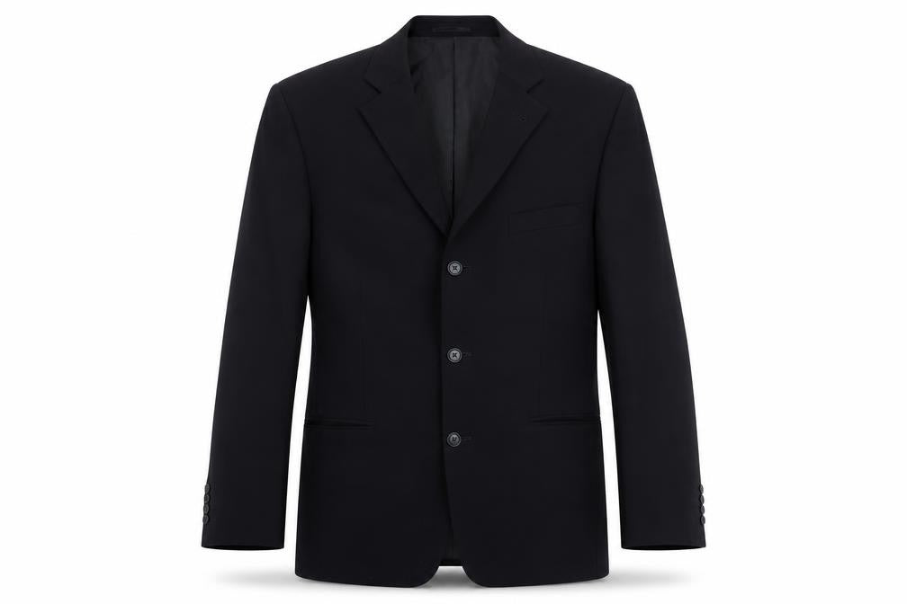 Front view of Armando Men's Black Blazer, size 40R, Wool Blend