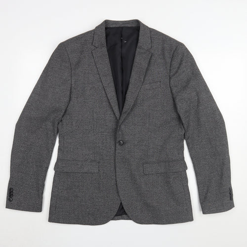 H&M Men's Grey Slim Fit Blazer 40R Single-Breasted