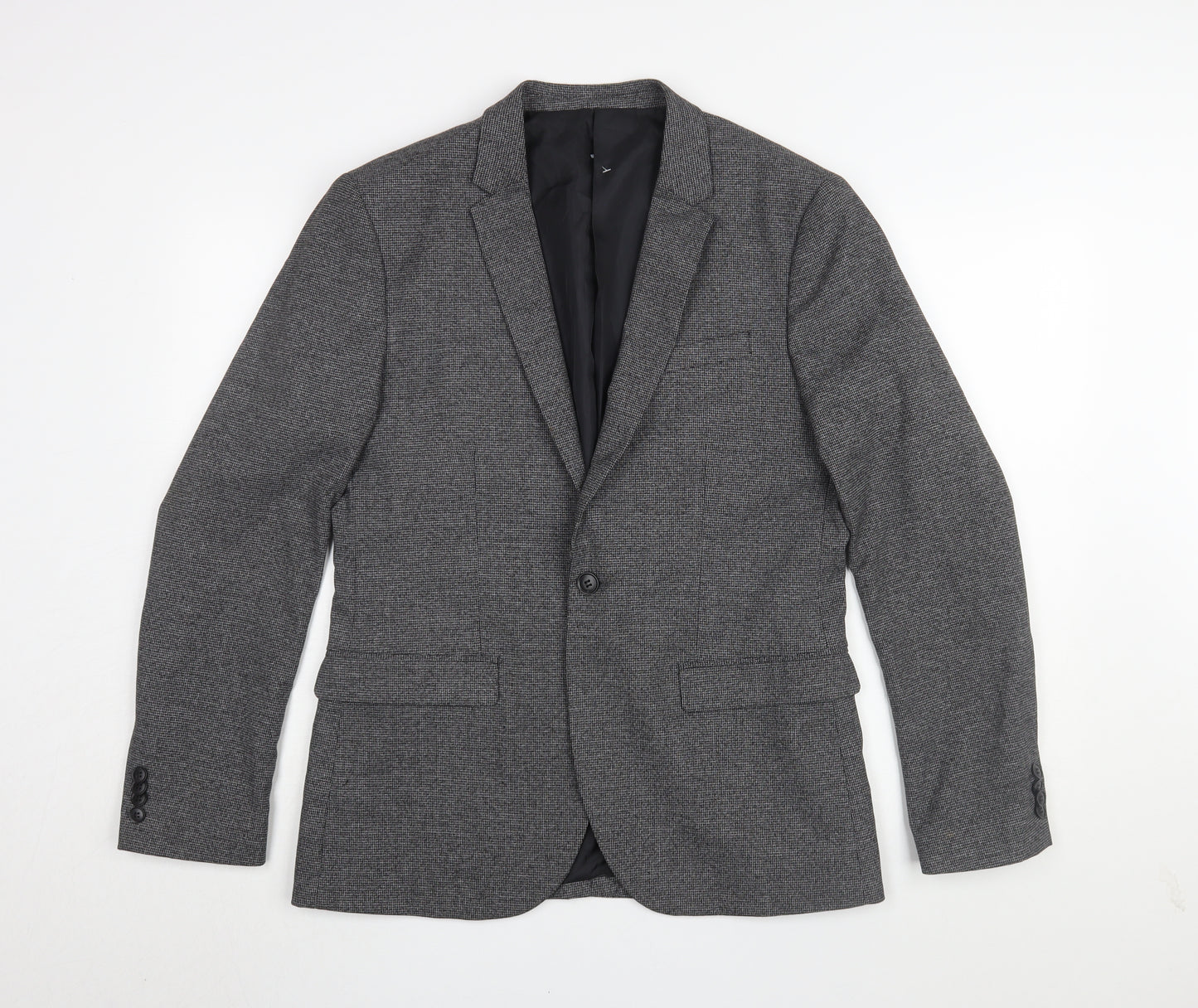 H&M Men's Grey Slim Fit Blazer 40R Single-Breasted