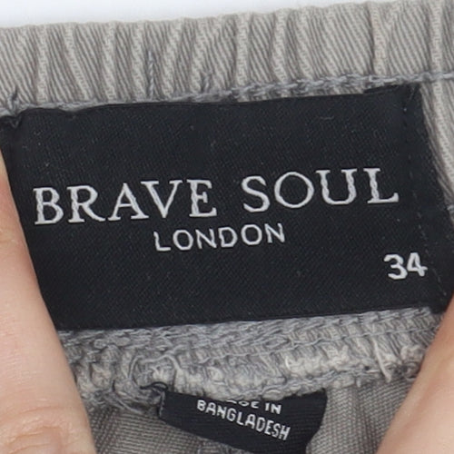Brave Soul Men's Grey Cargo Trousers 34