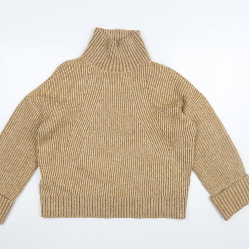 Topshop Women Beige XS High Neck Pullover Jumper