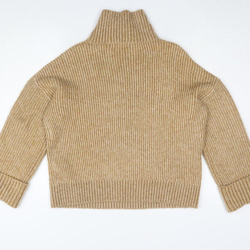 Topshop Women Beige XS High Neck Pullover Jumper