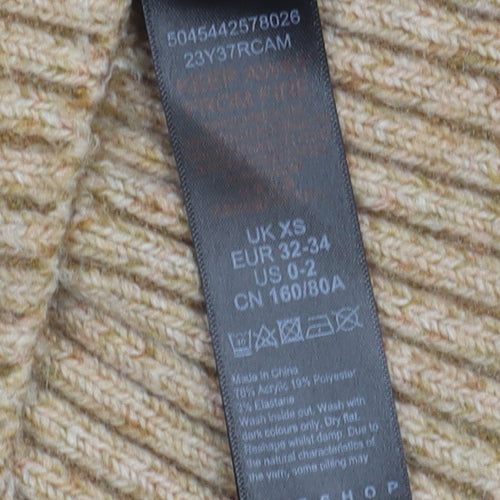 Topshop Women Beige XS High Neck Pullover Jumper