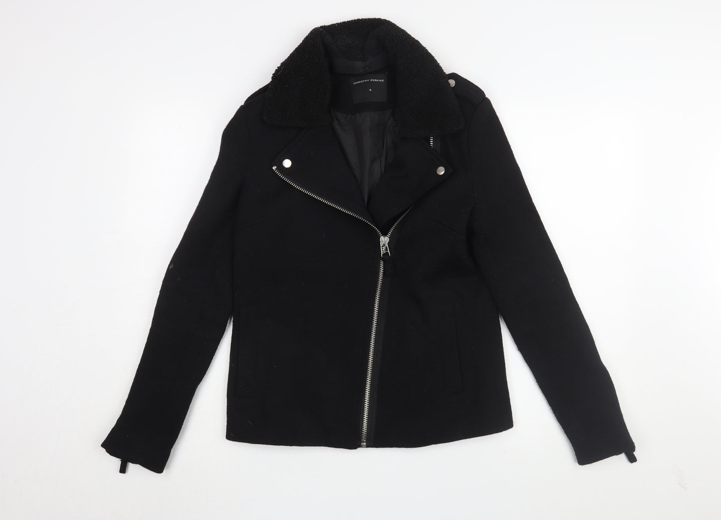 Dorothy Perkins Women's Black Wool Moto Jacket S