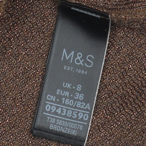Marks and Spencer Women's Brown Knit Off-Shoulder Top