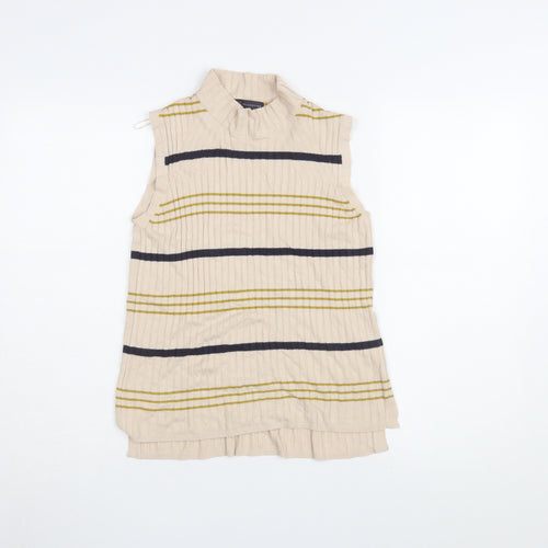 Marks and Spencer Women's Beige Striped Tank, Size 12