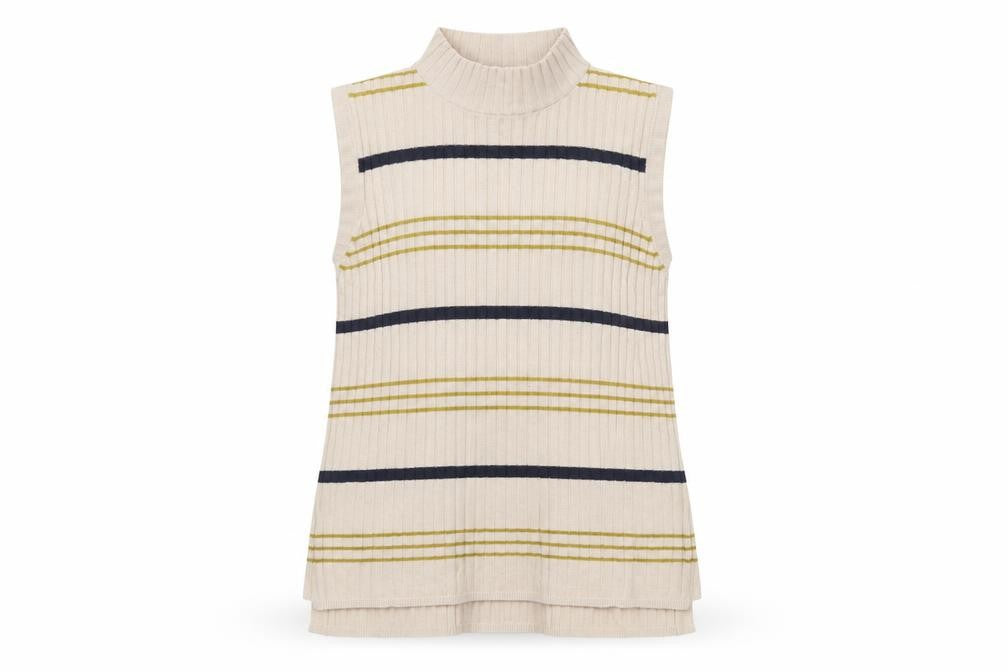 Front view of Marks & Spencer Women's Beige Striped Tank, size 12