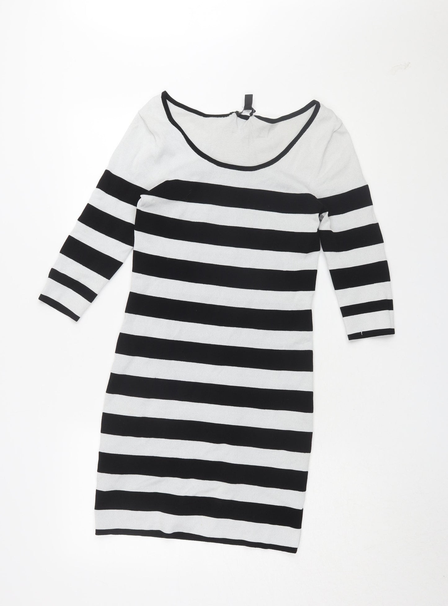 Mango Women's Black Striped Pencil Dress Size 10