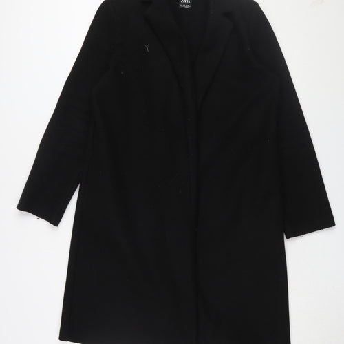 Zara Women's Black Overcoat M - Classic Autumn/Winter Style