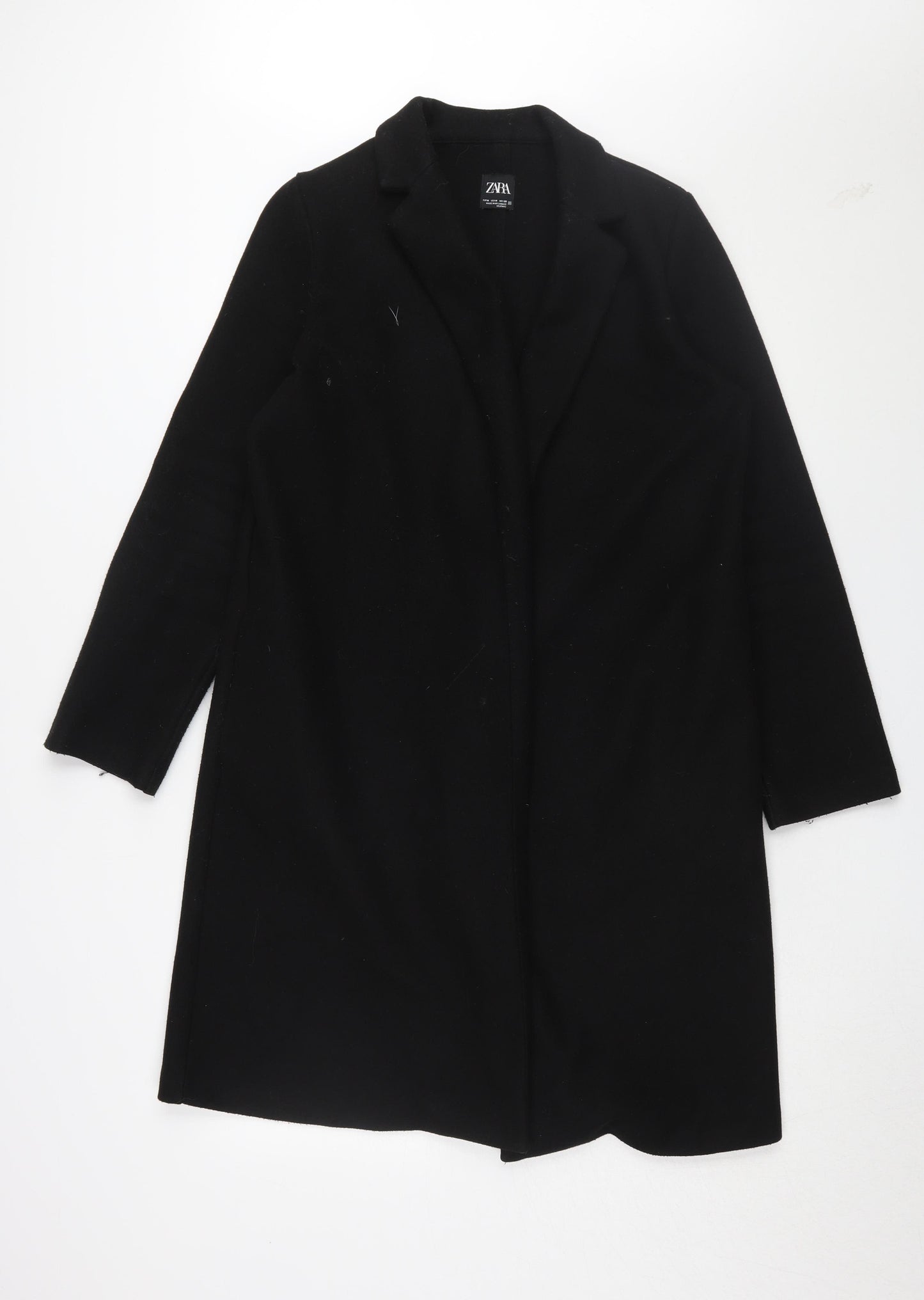 Zara Women's Black Overcoat M - Classic Autumn/Winter Style