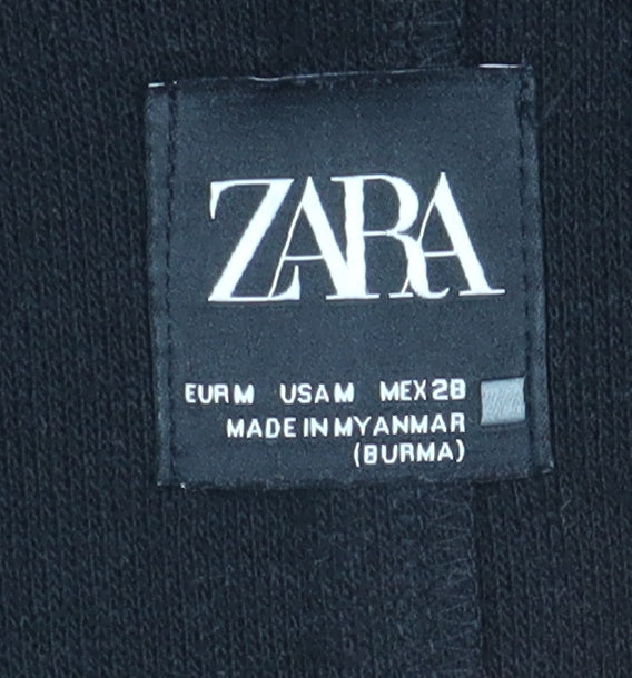 Zara Women's Black Overcoat M - Classic Autumn/Winter Style