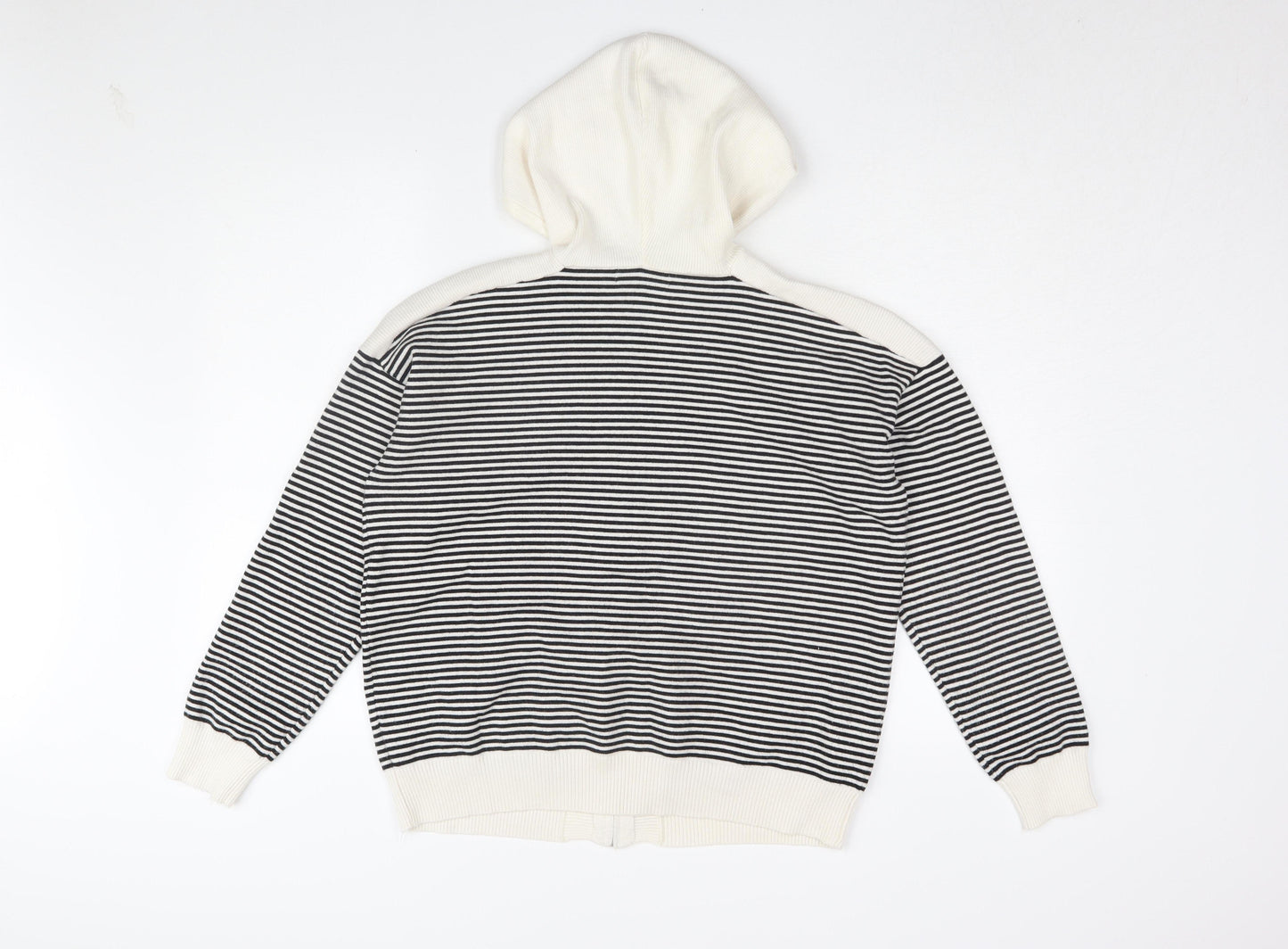 Marks and Spencer Women's Hoodie M Black Ivory Stripe