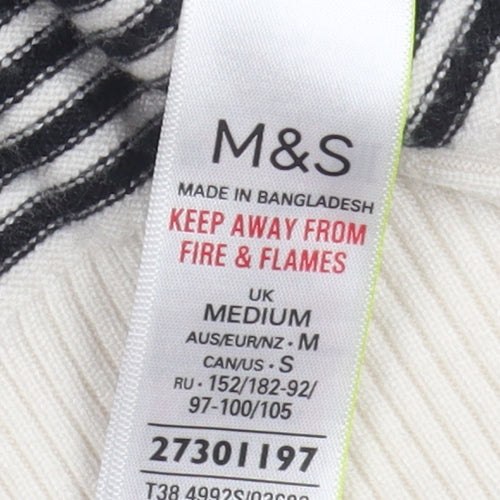 Marks and Spencer Women's Hoodie M Black Ivory Stripe