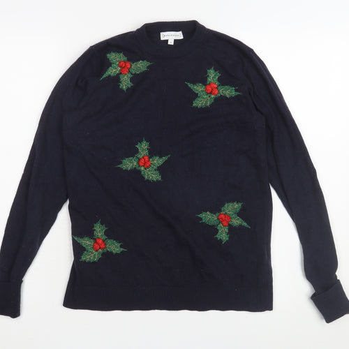 Warehouse Women's Black Christmas Pullover Jumper - Size 6