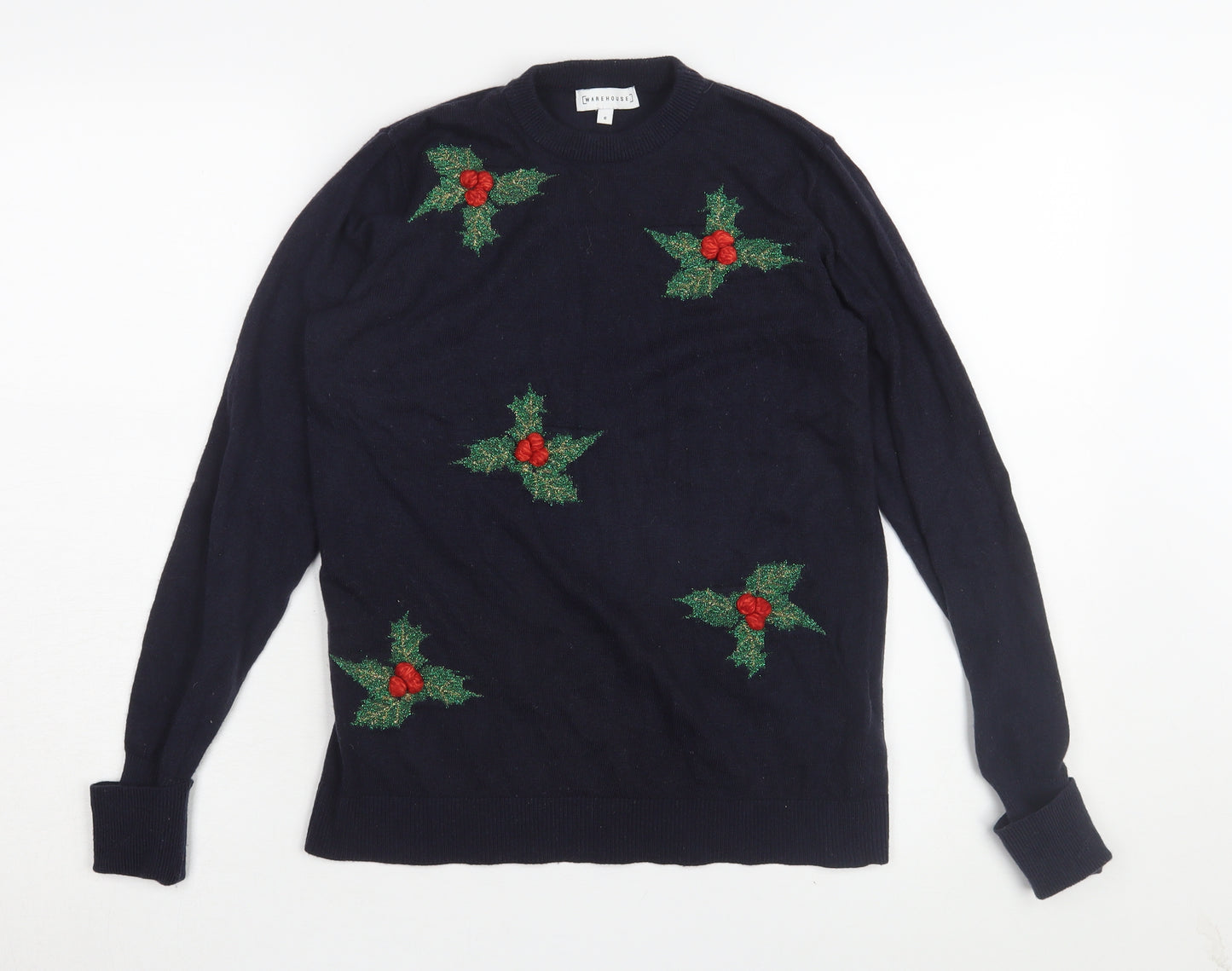 Warehouse Women's Black Christmas Pullover Jumper - Size 6