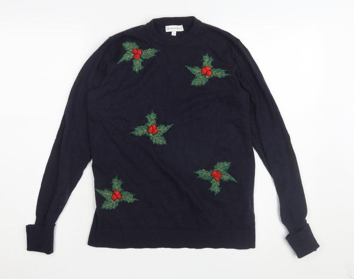 Warehouse Women's Black Christmas Pullover Jumper - Size 6