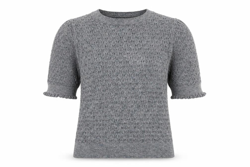 Front view of Per Una Women's Grey Open-Knit jumper, size 12