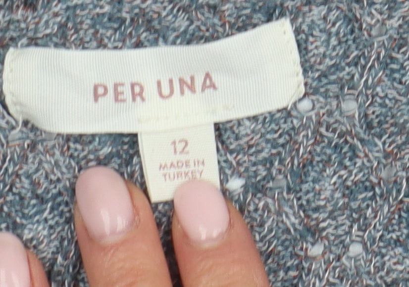Per Una Women's Grey Open-Knit Pullover Jumper, Size 12