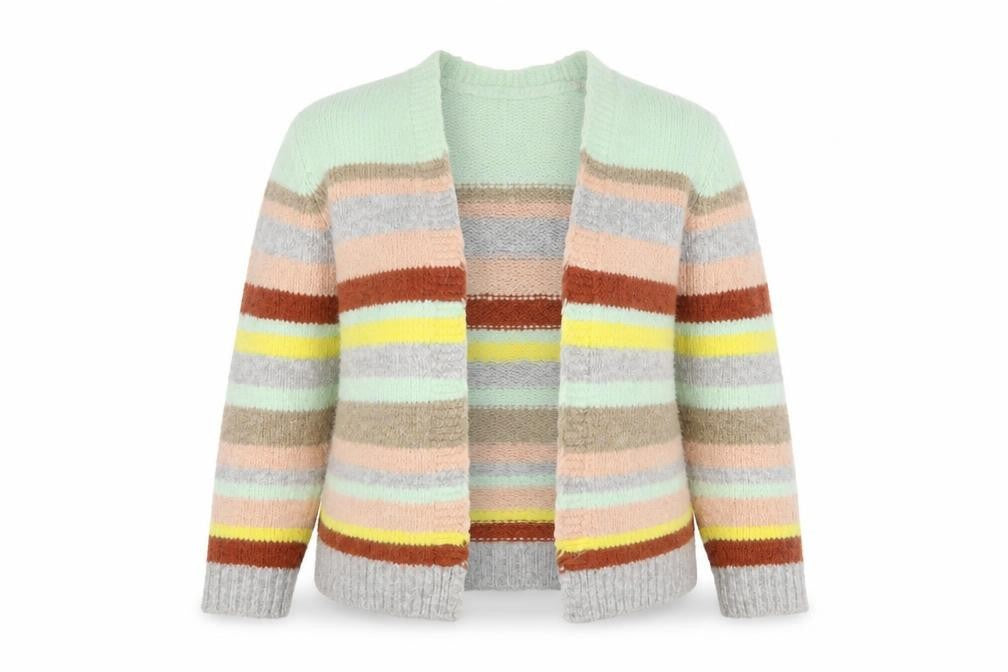 Front view of Luisa Ricci Women's Multicoloured Striped Cardigan S