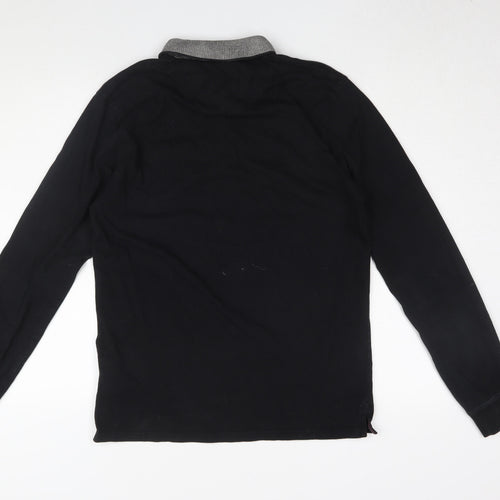 Brookhaven Men's Black Long Sleeve Polo, Size M