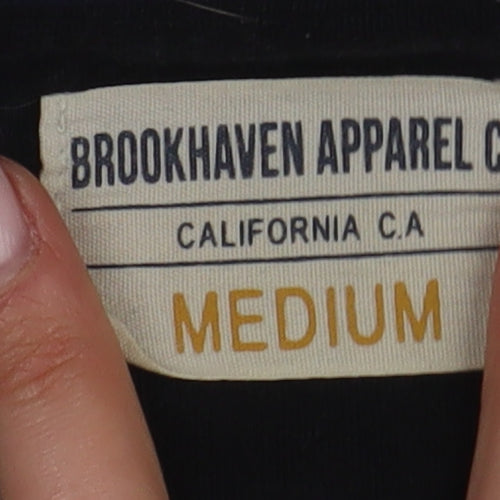 Brookhaven Men's Black Long Sleeve Polo, Size M