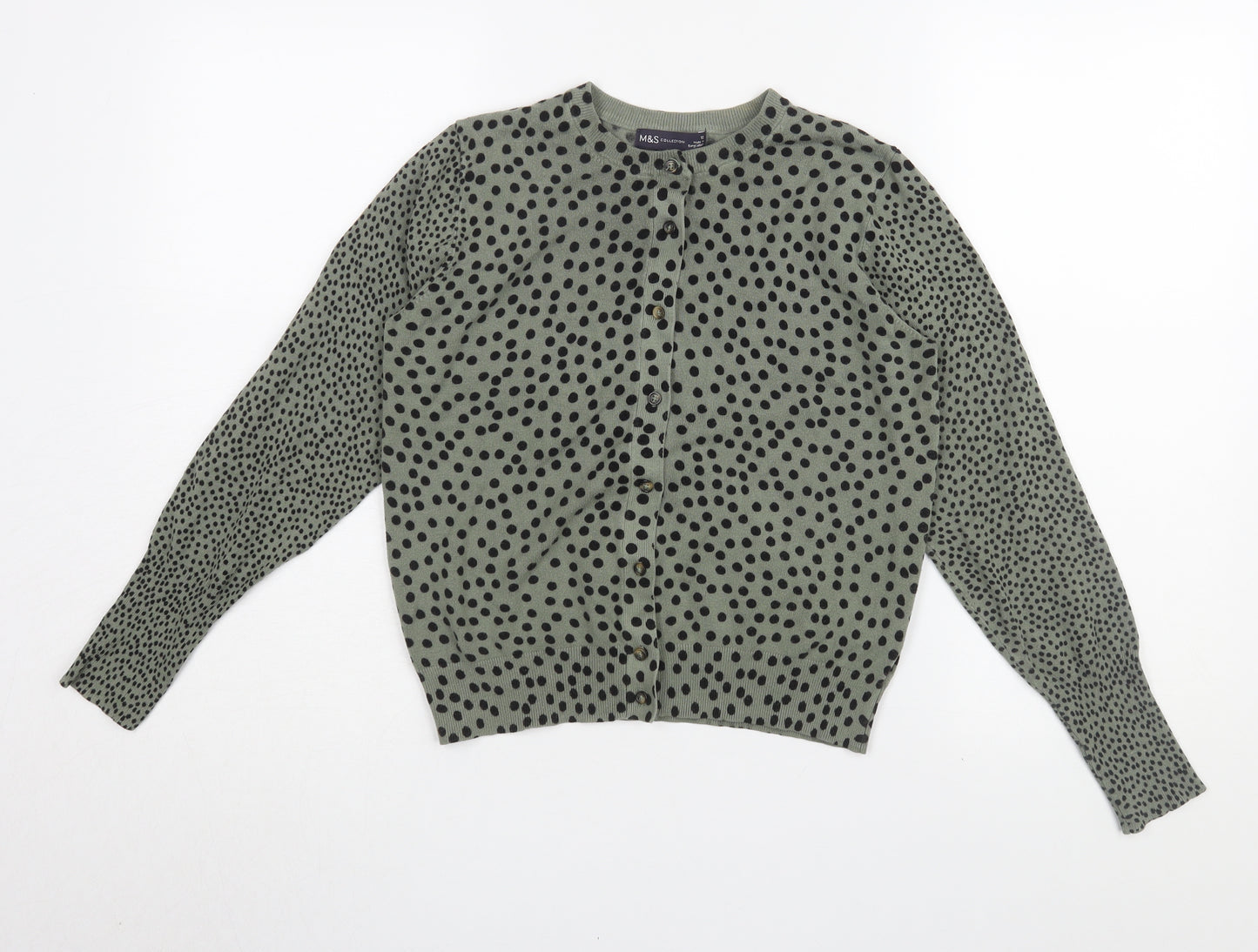 Marks and Spencer Women's Green Polka Dot Cardigan Size 12