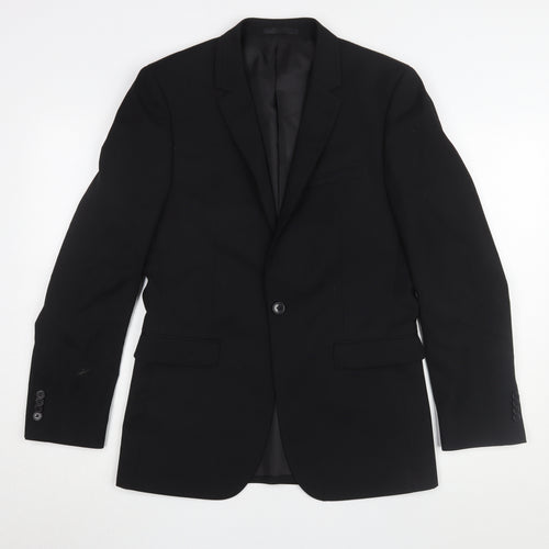 One Six 5ive Men's Black Regular Fit Blazer, 36R, Formal