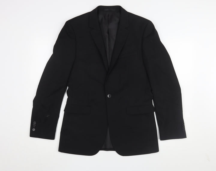 One Six 5ive Men's Black Regular Fit Blazer, 36R, Formal