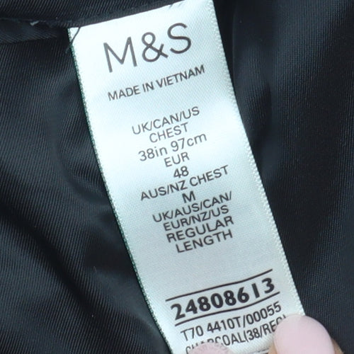 M&S Men's Charcoal Blazer 38R Regular Fit Formal