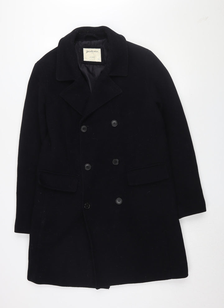 Stradivarius Women's Black Pea Coat M Double-Breasted